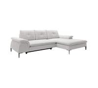 Canapé d'angle droit convertible en tissu bouclette blanc JOLESA