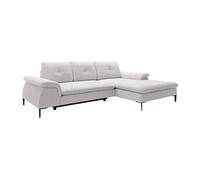 Canapé d'angle droit convertible en tissu bouclette blanc JOLESA