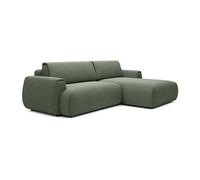 Canapé d'angle droit convertible en tissu chenille vert sapin MONELIA