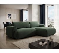 Canapé d'angle droit convertible en tissu chenille vert sapin MONELIA