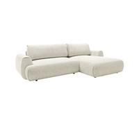 Canapé d'angle droit convertible en tissu chiné beige MONELIA