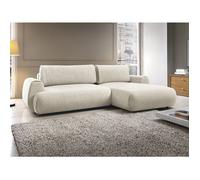 Canapé d'angle droit convertible en tissu chiné beige MONELIA