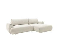 Canapé d'angle droit convertible en tissu chiné beige MONELIA