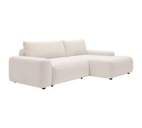 Canapé d'angle droit convertible en tissu chiné crème DAVISO