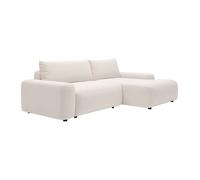 Canapé d'angle droit convertible en tissu chiné crème DAVISO