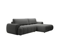Vente-unique - Canapé d'angle Droit Convertible en Tissu Gris FRIDORA