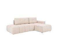 Canapé d'angle droit convertible en tissu texturé beige TRIMALDI
