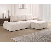 Vente-unique - Canapé d'angle Droit Convertible en Tissu texturé Beige TRIMALDI