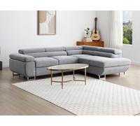 Canapé d'angle droit convertible en tissu texturé gris NURAZIO