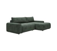Canapé d'angle droit convertible en tissu texturé vert DAVISO