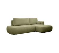 Canapé d'angle droit convertible en tissu texturé vert kaki BROCARO de Maison Céphy