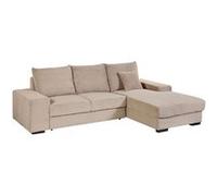 Canapé d'angle droit convertible en tissu velours côtelé taupe avec 2 coussins - ELKO - ALTOBUY Beige