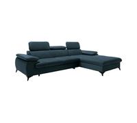 Canapé d'angle droit convertible en velours bleu SAMARA de