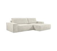 Canapé d'angle droit convertible en velours côtelé beige AMELIA