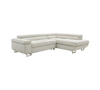 Canapé d'angle droit convertible en velours côtelé beige NURAZIO