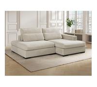 Canapé d'angle droit convertible en velours côtelé beige SELIORA