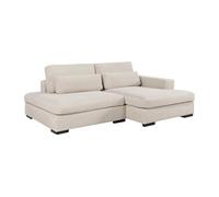 Canapé d'angle droit convertible en velours côtelé beige SELIORA