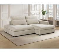 Canapé d'angle droit convertible en velours côtelé beige SELIORA