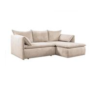 Canapé d'angle droit convertible en velours côtelé beige TEODORA Beige