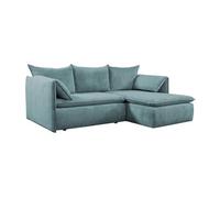 Canapé d'angle Vente-Unique.com Canapé d'angle droit convertible en velours côtelé bleu TEODORA