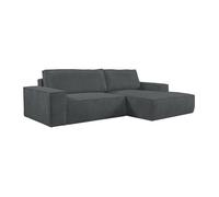 Canapé d'angle droit convertible en velours côtelé gris anthracite AMELIA