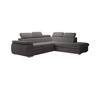 Vente-unique - Canapé d'angle Droit Convertible en Velours côtelé Gris foncé Fabien
