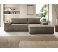 Canapé d'angle droit convertible en velours côtelé taupe AMELIA Taupe