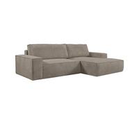 Canapé d'angle droit convertible en velours côtelé taupe AMELIA Taupe