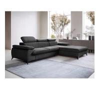 Canapé d'angle droit convertible en velours gris anthracite SAMARA de Pascal Morabito