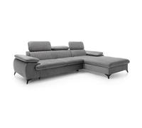 Canapé d'angle droit convertible en velours gris clair SAMARA de