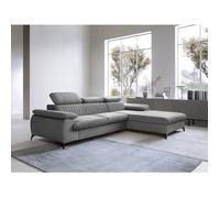 Canapé d'angle droit convertible en velours gris clair SAMARA de Pascal Morabito