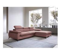 Canapé d'angle droit convertible en velours rose SAMARA de Pascal Morabito