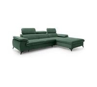 Canapé d'angle droit convertible en velours vert SAMARA