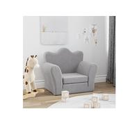 vidaXL Canapé-lit pour enfants 357053 – gris clair peluche douce avec dossier et accoudoirs
