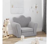 vidaXL Canapé-lit pour enfants 357053 – gris clair peluche douce avec dossier et accoudoirs