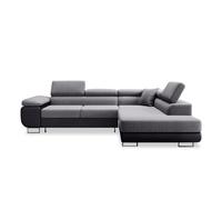 Canapé d'angle droit convertible Marius Gris et Noir