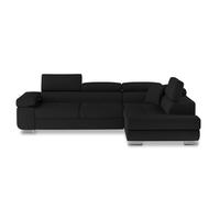 Canapé d'angle droit convertible Marius Simili Noir