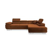 Canapé d'angle droit convertible Marius velours côtelé Terracotta
