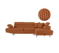 Canapé d'angle droit convertible RIO 5 pl avec coffre de rangement en velours côtelé - Terracotta