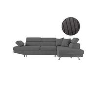 Canapé d'angle droit convertible RIO 5 places avec coffre de rangement en velours côtelé gris foncé