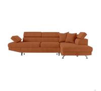 Canapé d'angle droit convertible RIO 5 pl avec coffre de rangement en velours côtelé - Terracotta