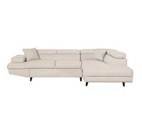 Canapé d'angle droit convertible RIO Scandinave avec coffre en tissu - Beige, Pieds noir