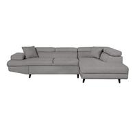 Canapé d'angle droit convertible RIO Scandinave avec coffre en tissu - Gris clair, Pieds noir