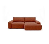 Canapé d'angle droit convertible Tama 4 places en tissu terracotta avec coffre - L264cm
