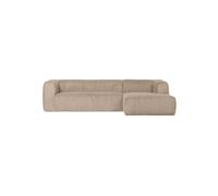 BEAN - Canapé d'angle droit 5 places en velours beige L305 Beige