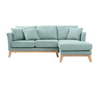 Canapé d'angle droit scandinave vert lagon déhoussable OSLO