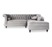 Canapé d'angle Droit Empire Argent Velours style Chesterfield