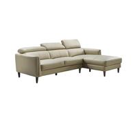 Canapé d'angle droit en cuir de buffle beige SALVI