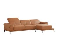 Canapé d'angle droit en cuir de buffle camel ANDOR