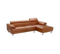 Canapé d'angle droit en cuir premium camel EXCELSIORA